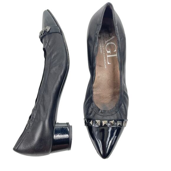 Attilio Giusti Leombruni AGL Pyramid Studded Pumps Low Heel Black Size 40.5 - Picture 2 of 11